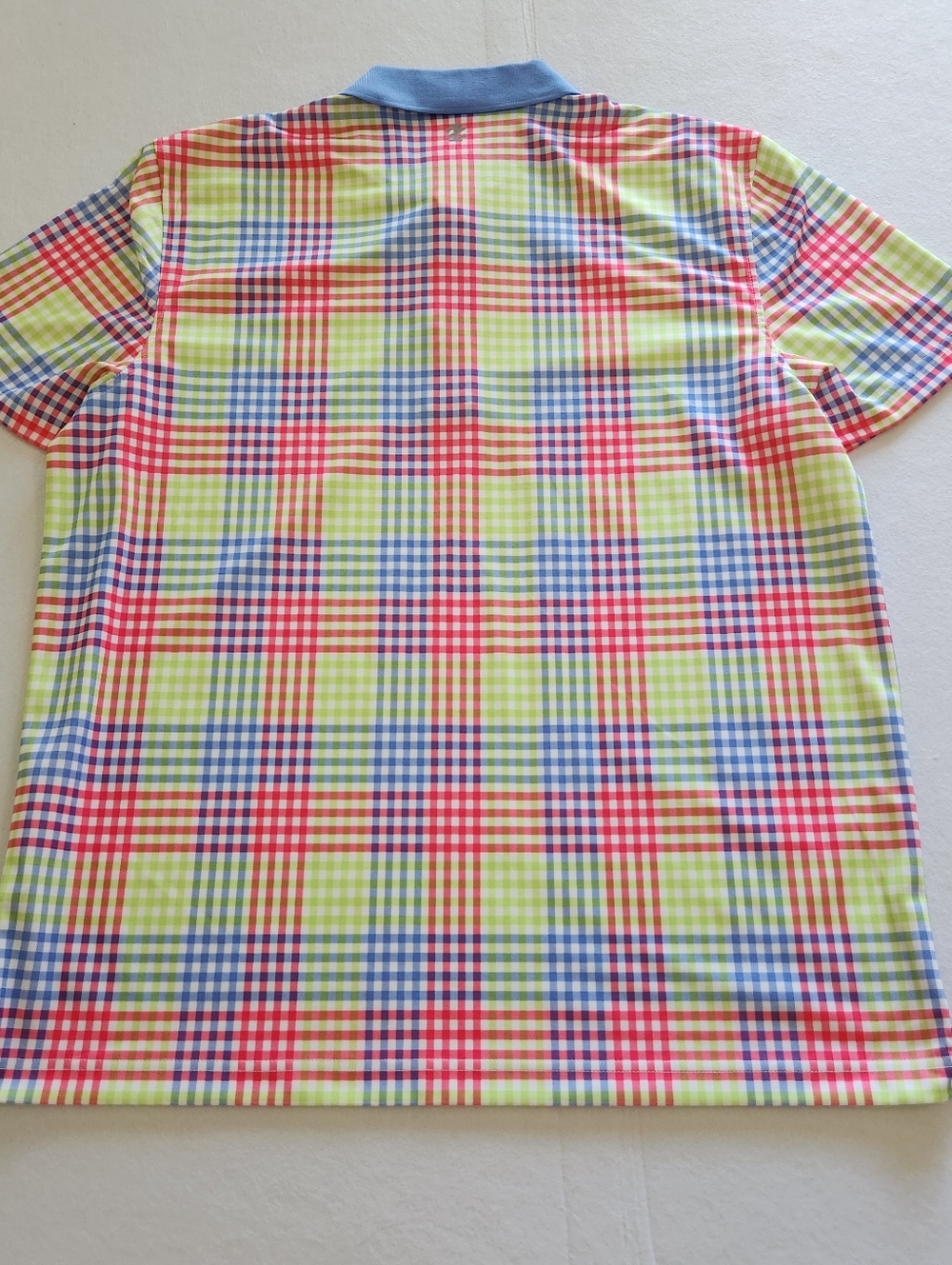 Izod Multicolor Plaid Golf Polo with Light Blue Collar Size Xlarge - Picture 6 of 12